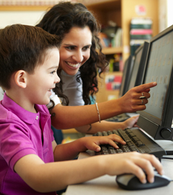 young children in a computer lab